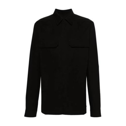 Zwarte Shirt met Puntige Kraag Rick Owens , Black , Heren