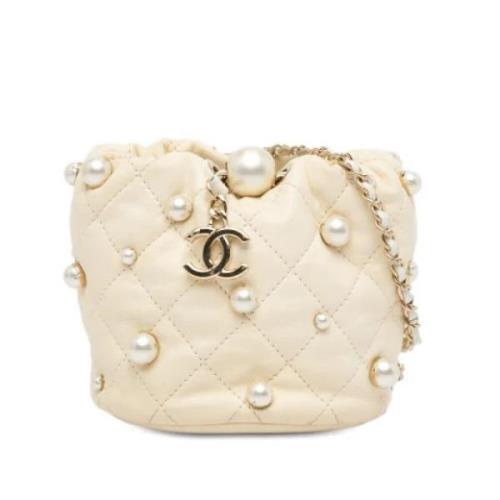 Pre-owned Leather chanel-bags Chanel Vintage , White , Dames