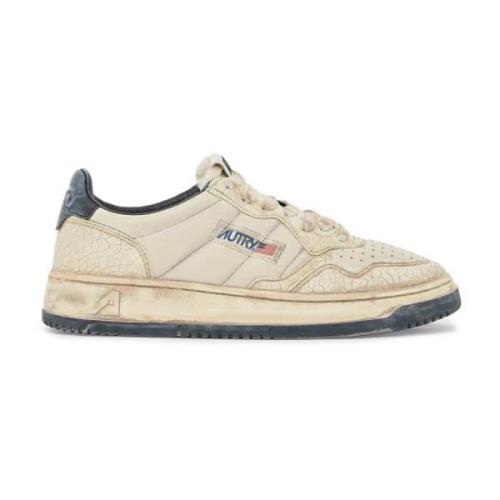 Vintage Leren Sneakers met Gewatteerde Details Autry , Beige , Dames