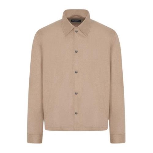 Cashmere Blend Shirt Jacket Kiton , Beige , Heren