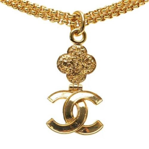 Pre-owned Metal necklaces Chanel Vintage , Yellow , Dames