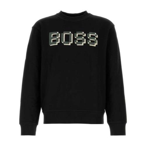 Stijlvol Zwart Katoenen Sweatshirt Boss , Black , Heren