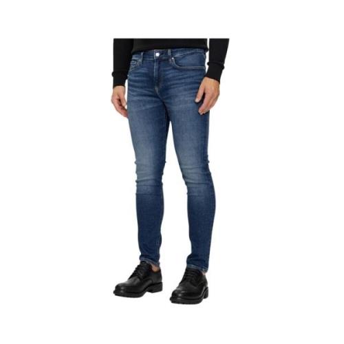 Blauwe Jeans Klassiek Iconisch Logo Calvin Klein , Blue , Heren