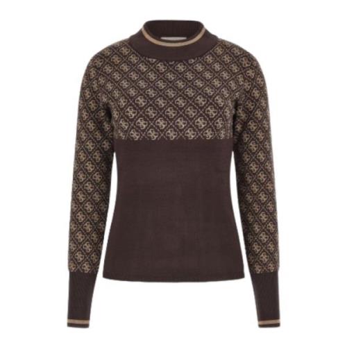 Gedrukte Lange Mouw Gebreide Trui in Bruin Guess , Brown , Dames