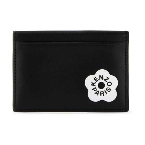 Zwarte leren Stamp kaarthouder Kenzo , Black , Heren