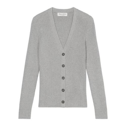 Ribgebreide V-hals cardigan slim Marc O'Polo , Gray , Dames