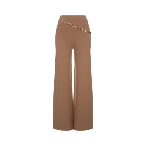 Wijde Camelkleurige Broek met Gouden Ketting Paco Rabanne , Brown , Da...