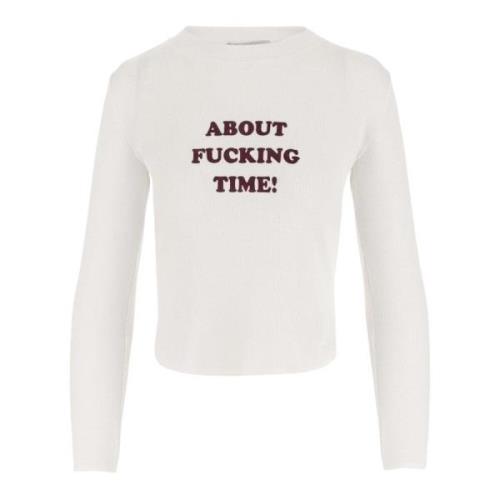 Slogan Print Crew Neck Long Sleeve T-shirt Stella McCartney , White , ...