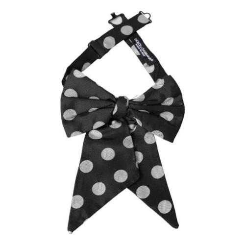 Zwarte Polka Dots Zijden Strik Dolce & Gabbana , Black , Heren