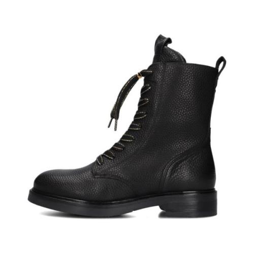 Zwarte Leren Veterboots Juliette Abby Via Vai , Black , Dames