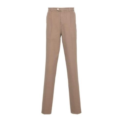 Aarde Bruin Katoen Twill Broek Brunello Cucinelli , Brown , Heren