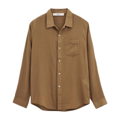 Beige Katoenen Leo Shirt met Zak Séfr , Beige , Heren