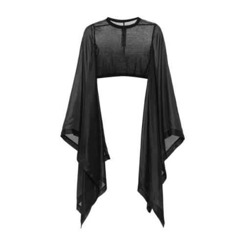 Zwarte Zijden Cape Mouw Shirt Rick Owens , Black , Dames