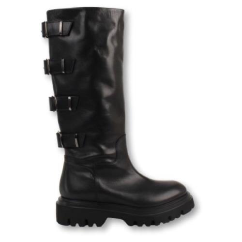 Stijlvolle Bikerboots met Achtergespen Fru.it , Black , Dames