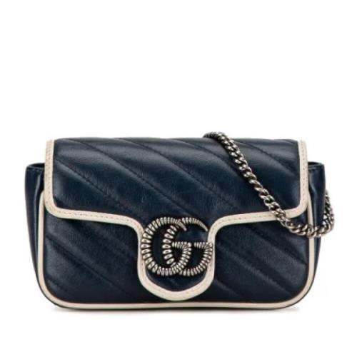 Pre-owned Leather crossbody-bags Gucci Vintage , Blue , Dames