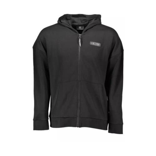 Zwarte Zip Hoodie met Contrasterende Accents Plein Sport , Black , Her...