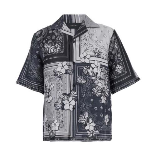 Bloemen Bandana Bowling Shirt Zwart Amiri , Black , Heren