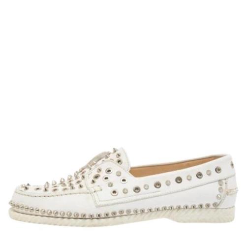 Pre-owned Leather flats Christian Louboutin Pre-owned , White , Heren