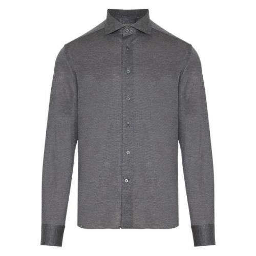 Jersey Katoenen Oxford Overhemd Corneliani , Gray , Heren