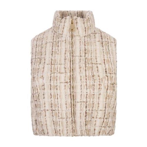 Witte Tweed Cropped Vest Khrisjoy , Beige , Dames