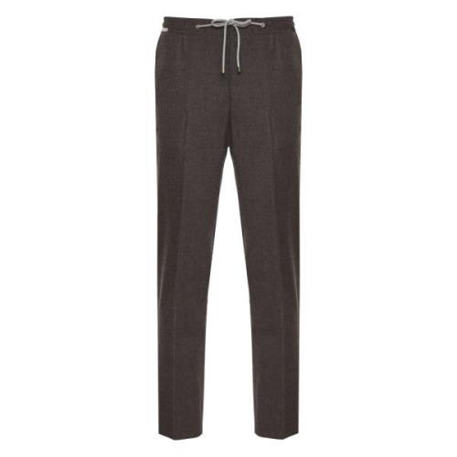 Flanel Trekkoord Stretch Broek Corneliani , Brown , Heren