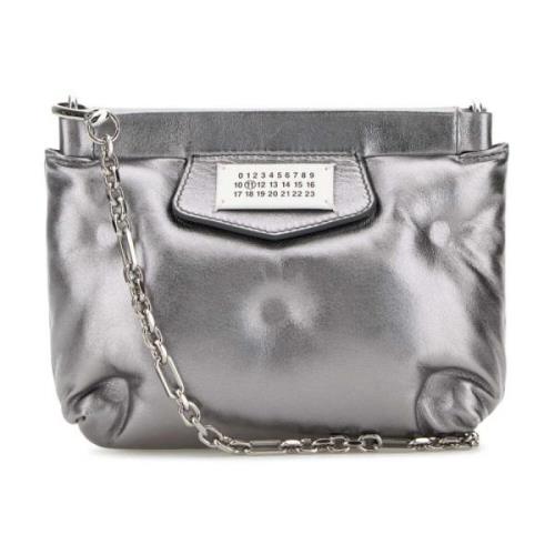 Rode Loper Clutch in Zilver Leer Maison Margiela , Gray , Dames