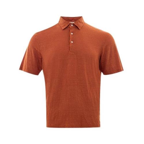 Elegante Linnen Poloshirt in Verfijnd Bruin Gran Sasso , Brown , Heren