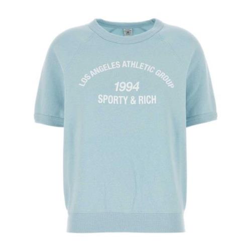 Lichtblauwe Katoenmix Sweatshirt Sporty & Rich , Blue , Dames