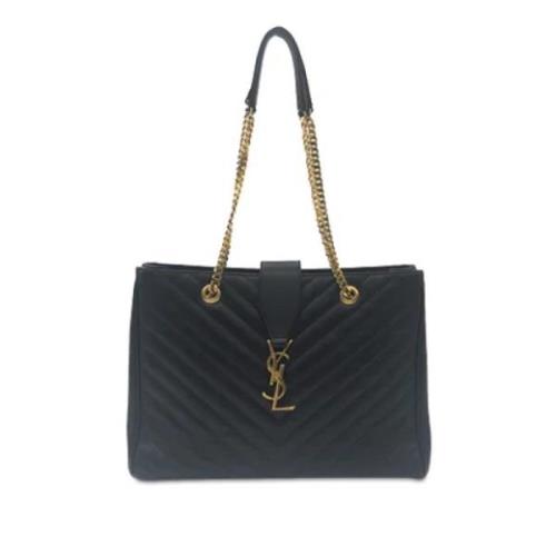 Pre-owned Leather totes Yves Saint Laurent Vintage , Black , Dames