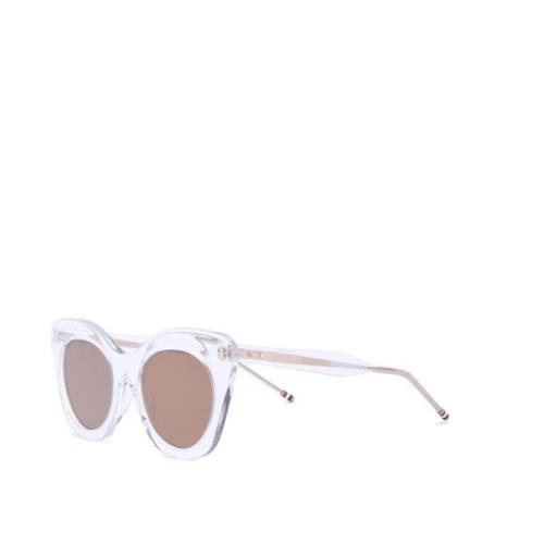 Spiegel Lens Zonnebril Transparant/Goud Frame Thom Browne , White , Da...