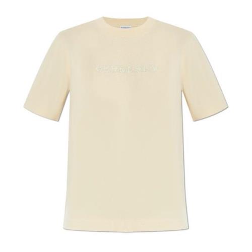 T-shirt met logo Burberry , Beige , Dames