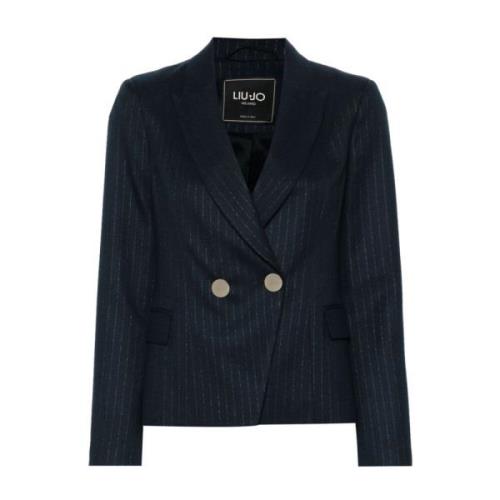 Blauw Metallic Pinstripe Jas Liu Jo , Blue , Dames