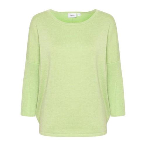 R-Neck Pullover Strik Seedling Melange Saint Tropez , Green , Dames