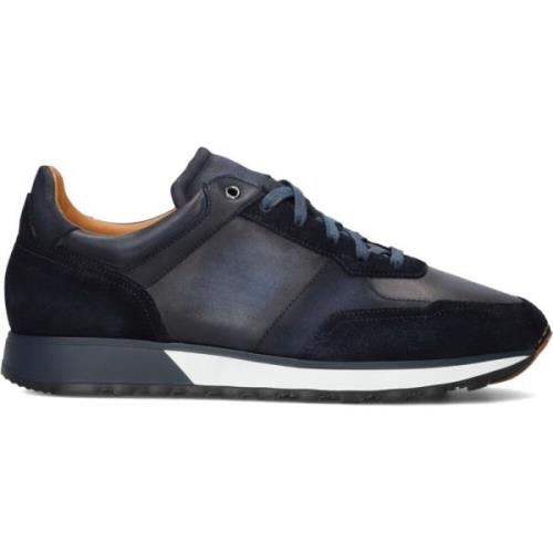 Blauw Leren Runner Sneakers Magnanni , Blue , Heren