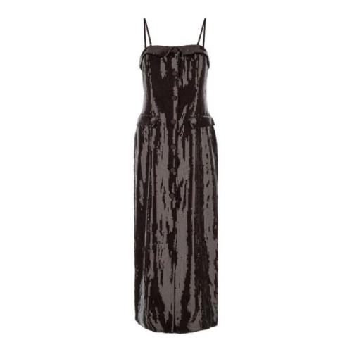 Bruine Slim Midi Jurk Rotate Birger Christensen , Brown , Dames