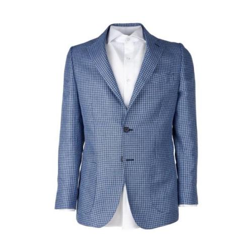 Wollen blazer met houndstooth-patroon Made in Italia , Blue , Heren