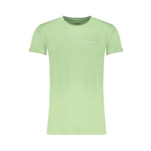 Groen Katoenen T-shirt met Print Logo Gaudi , Green , Heren