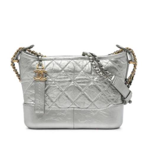 Pre-owned Leather shoulder-bags Chanel Vintage , Gray , Dames