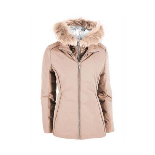 Beige donsjack met bont capuchon YES ZEE , Beige , Dames