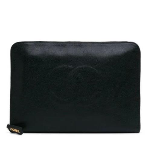 Pre-owned Leather clutches Chanel Vintage , Black , Dames