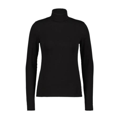 Zwarte Rolinde Top Jersey Viscose Red Button , Black , Dames