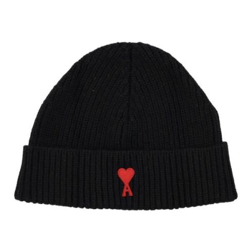 Rode Beanie Muts Ami Paris , Black , Unisex