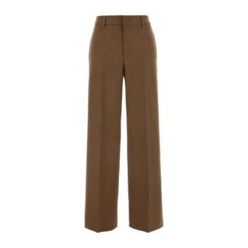 Stretch Wool Palazzo Pant PT Torino , Brown , Dames