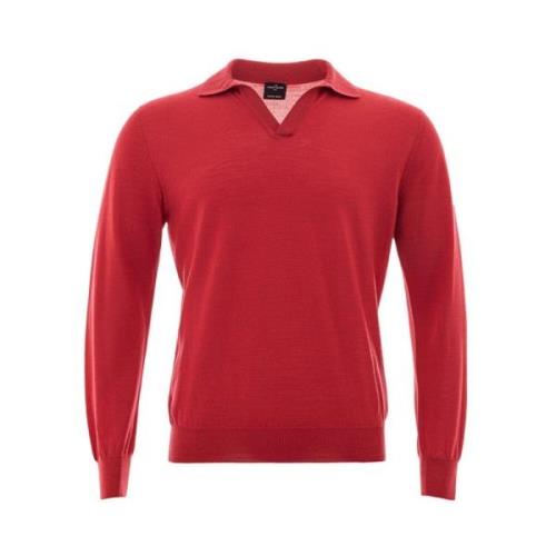 Elegant Fuchsia Wool Polo Shirt Gran Sasso , Red , Heren