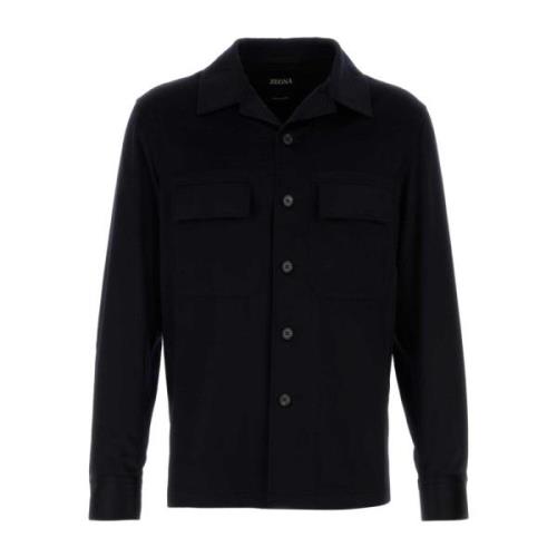 Luxe Cashmere Midnight Blue Shirt Z Zegna , Blue , Heren