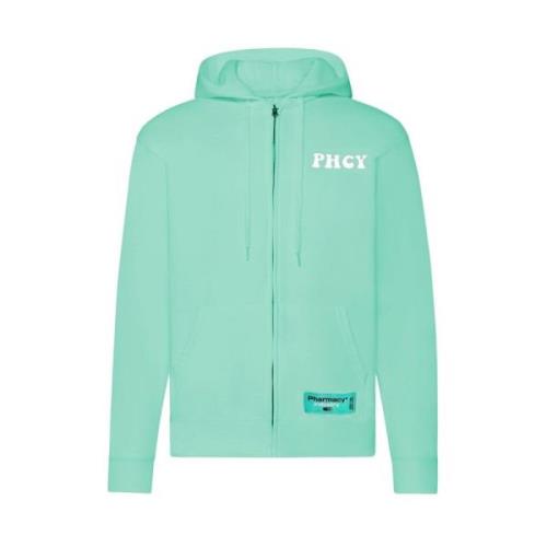 Groene Katoenen Hoodie met Rits Pharmacy Industry , Green , Dames