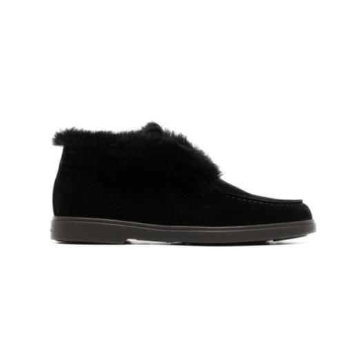 Shearling Slip-On Loafers Santoni , Black , Dames