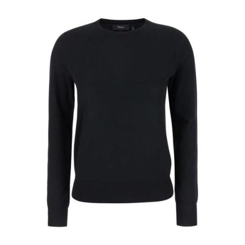 Zwarte Merino Lange Mouw Sweater Theory , Black , Dames