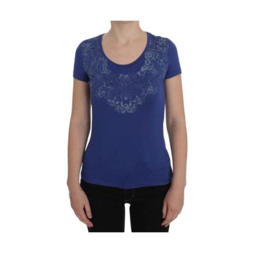 Blauw Logo Detail Ronde Hals T-Shirt Ermanno Scervino , Blue , Dames