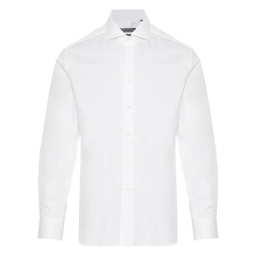 Katoenen Twill Overhemd Made in Italy Corneliani , White , Heren